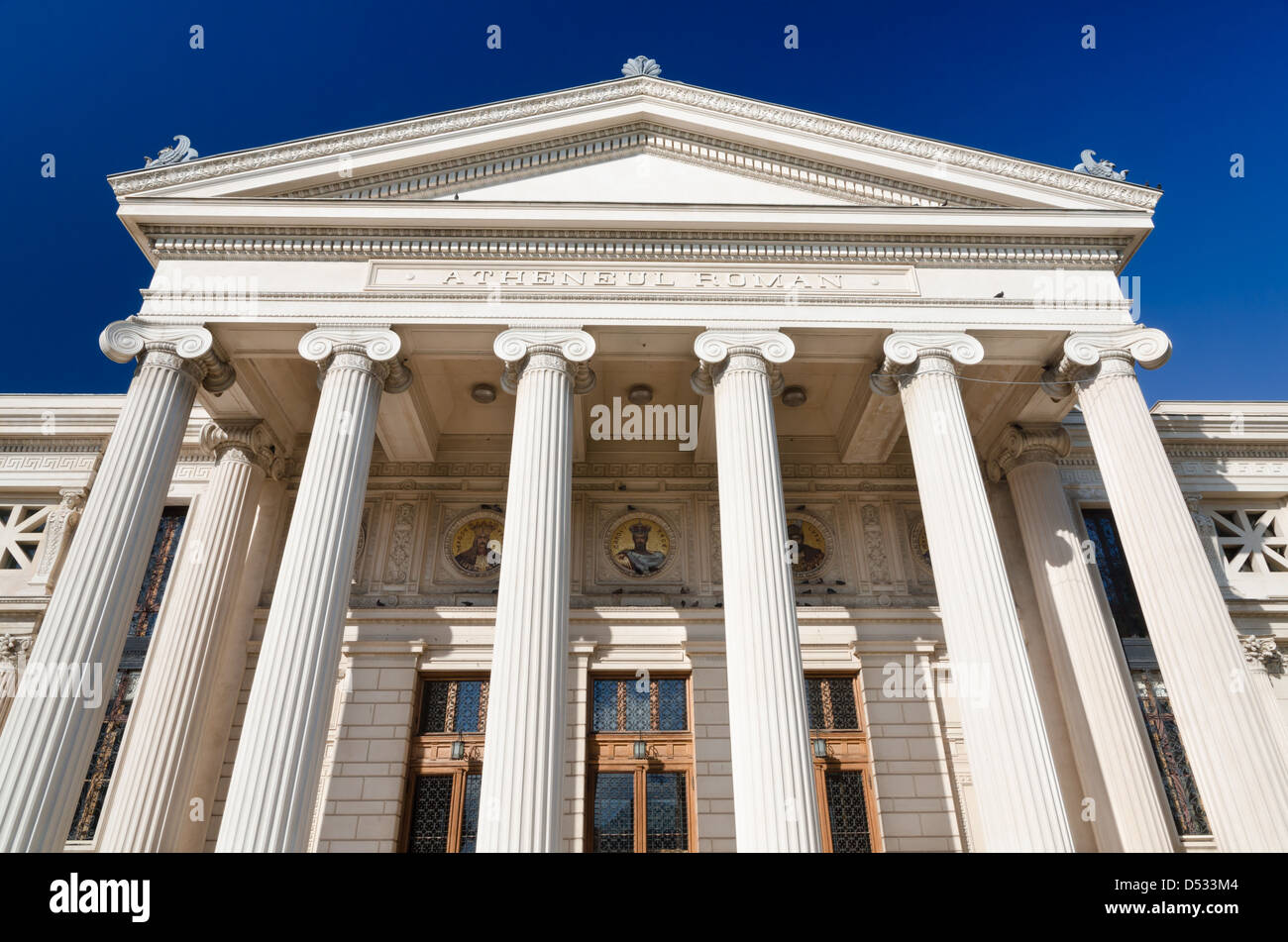 Romanian Atheneum is an XIX century concert hall in the center of Bucharest, Romania. Stock Photo