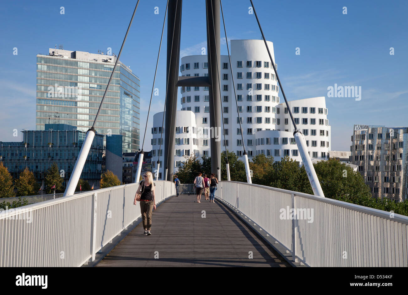 Duesseldorf, Germany, the Rhine Tower in the Media Harbour Stock Photo