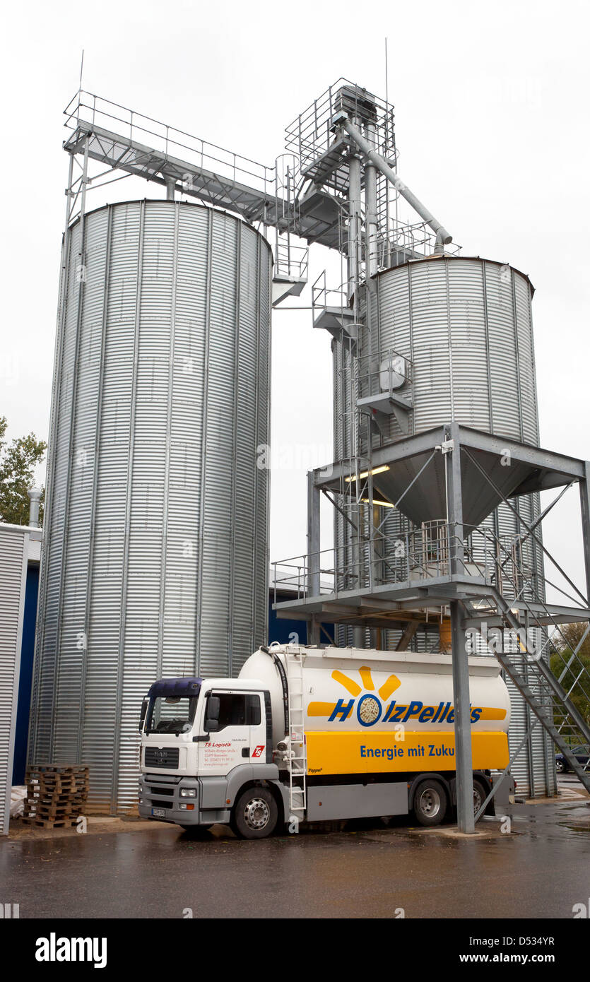 Titz, Germany, production of wood pellets Stock Photo