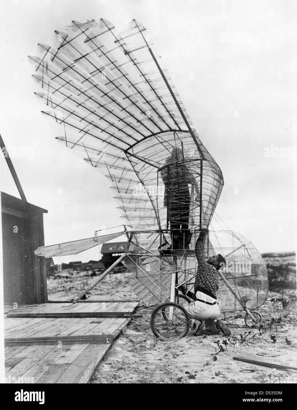 Ornithopter and creator R. White at St. Augustine Stock Photo