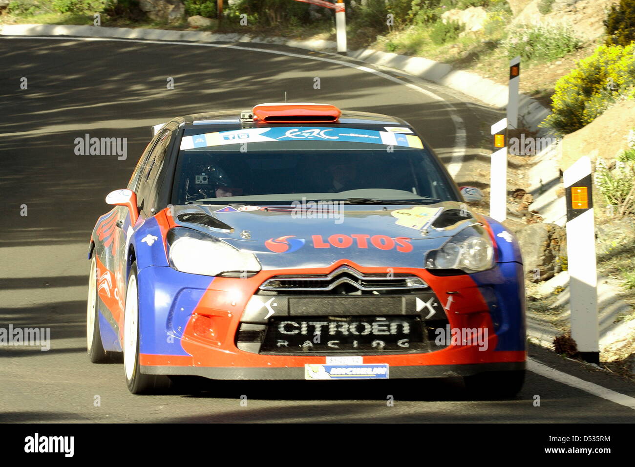 Robert Kubica and navigator Maciek Baran, competing in the 'Rally Islas Canarias.' in a Citroen DS3 RRC. Stock Photo