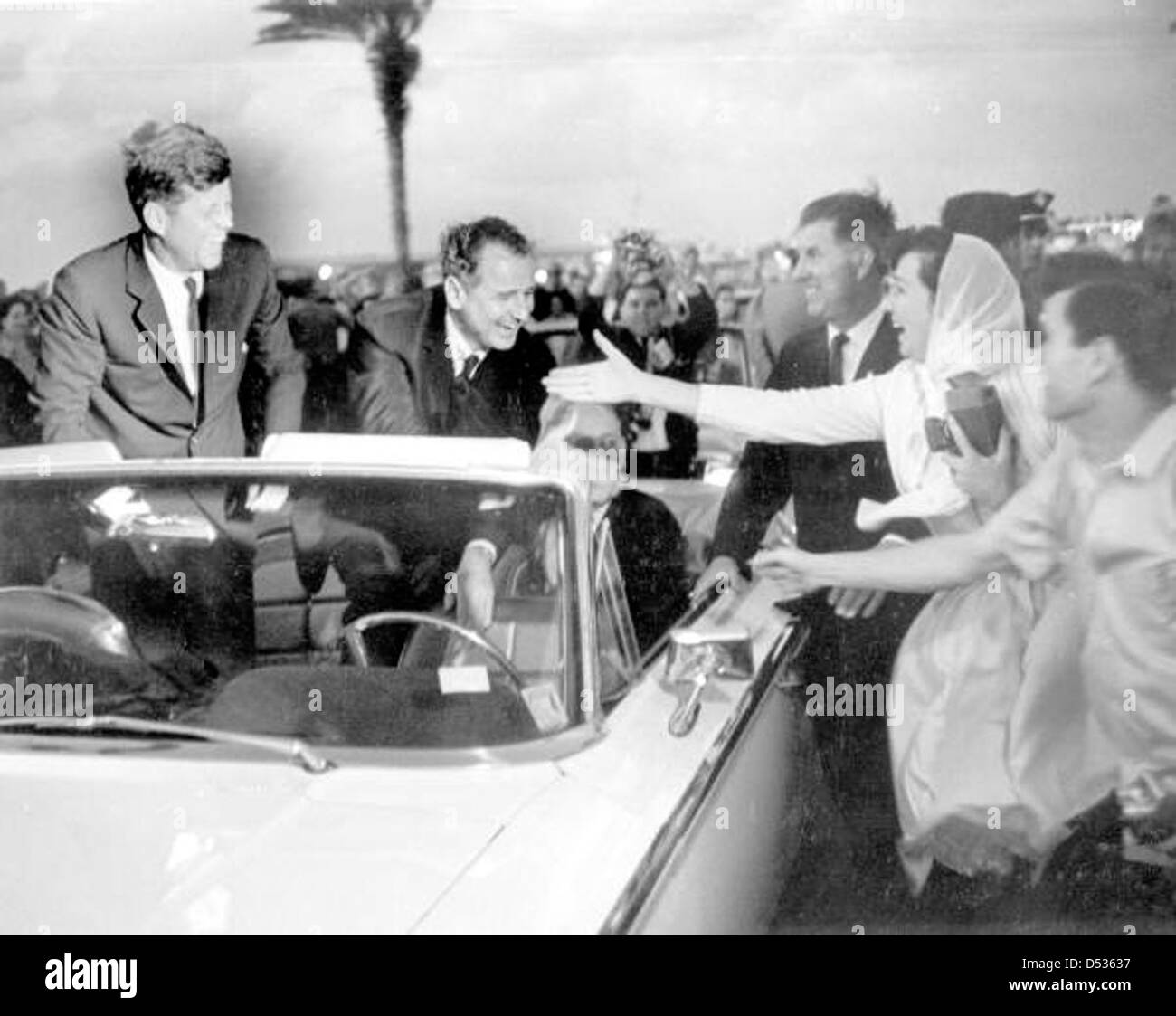 Crowd greeting President John F. Kennedy in Miami, Florida Stock Photo