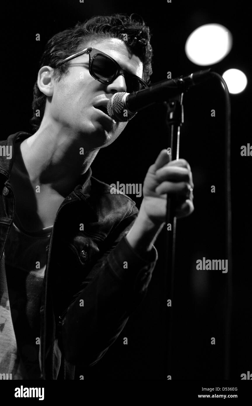 BARCELONA, SPAIN - MAR 15: Crocodiles band performs at Apolo on March 15, 2011 in Barcelona, Spain. Stock Photo