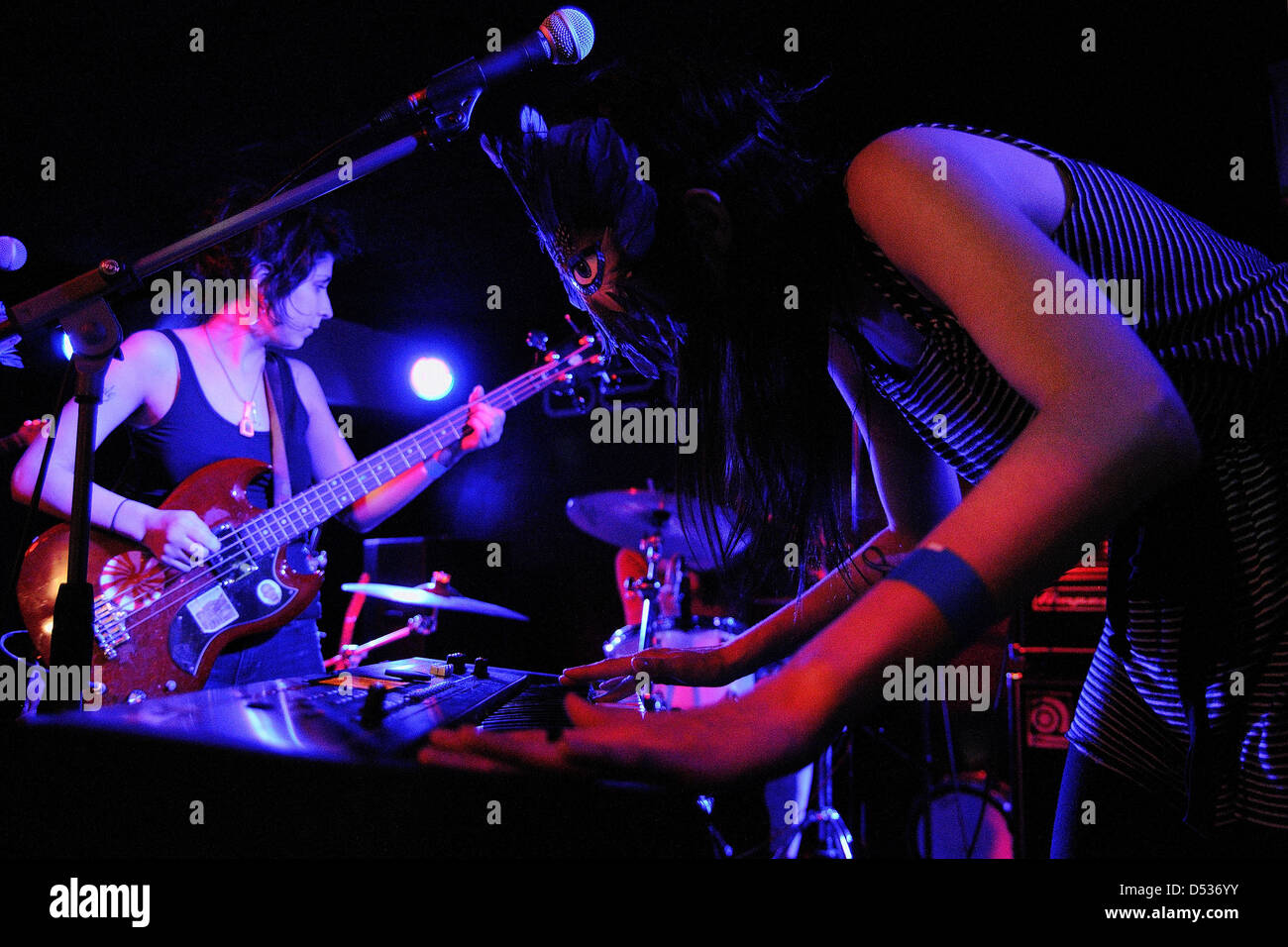 BARCELONA, SPAIN - APR 8: The Coathangers band performs at BeCool on April 8, 2011 in Barcelona, Spain. Stock Photo