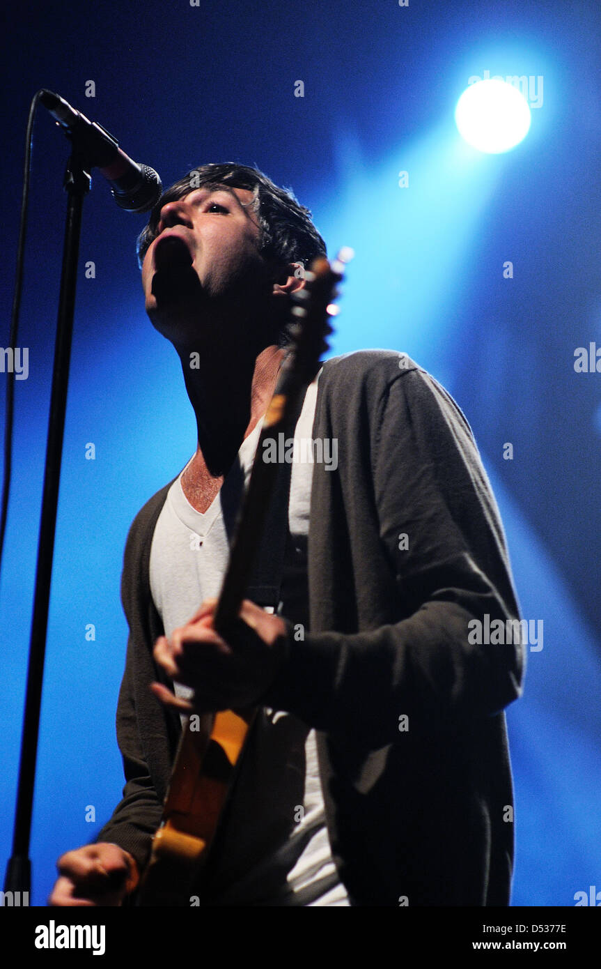 BARCELONA - APR 9: We Are Scientists, New York-based indie rock band that formed in Berkeley. Stock Photo