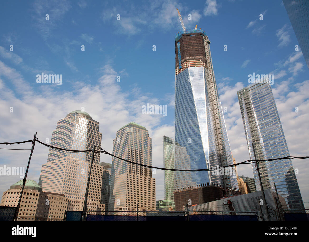New York City, USA, is currently under construction One World Trade Center at Ground Zero Stock Photo