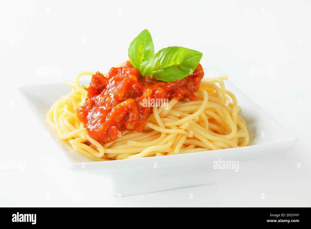 Spaghetti with sweet and sour sauce Stock Photo