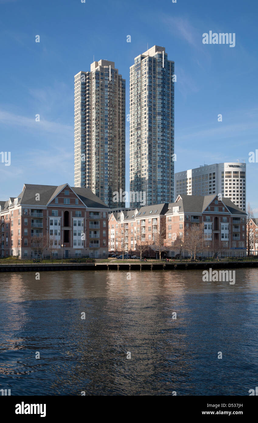 Jersey City, New Jersey, houses on the waterfront in Newport Stock Photo
