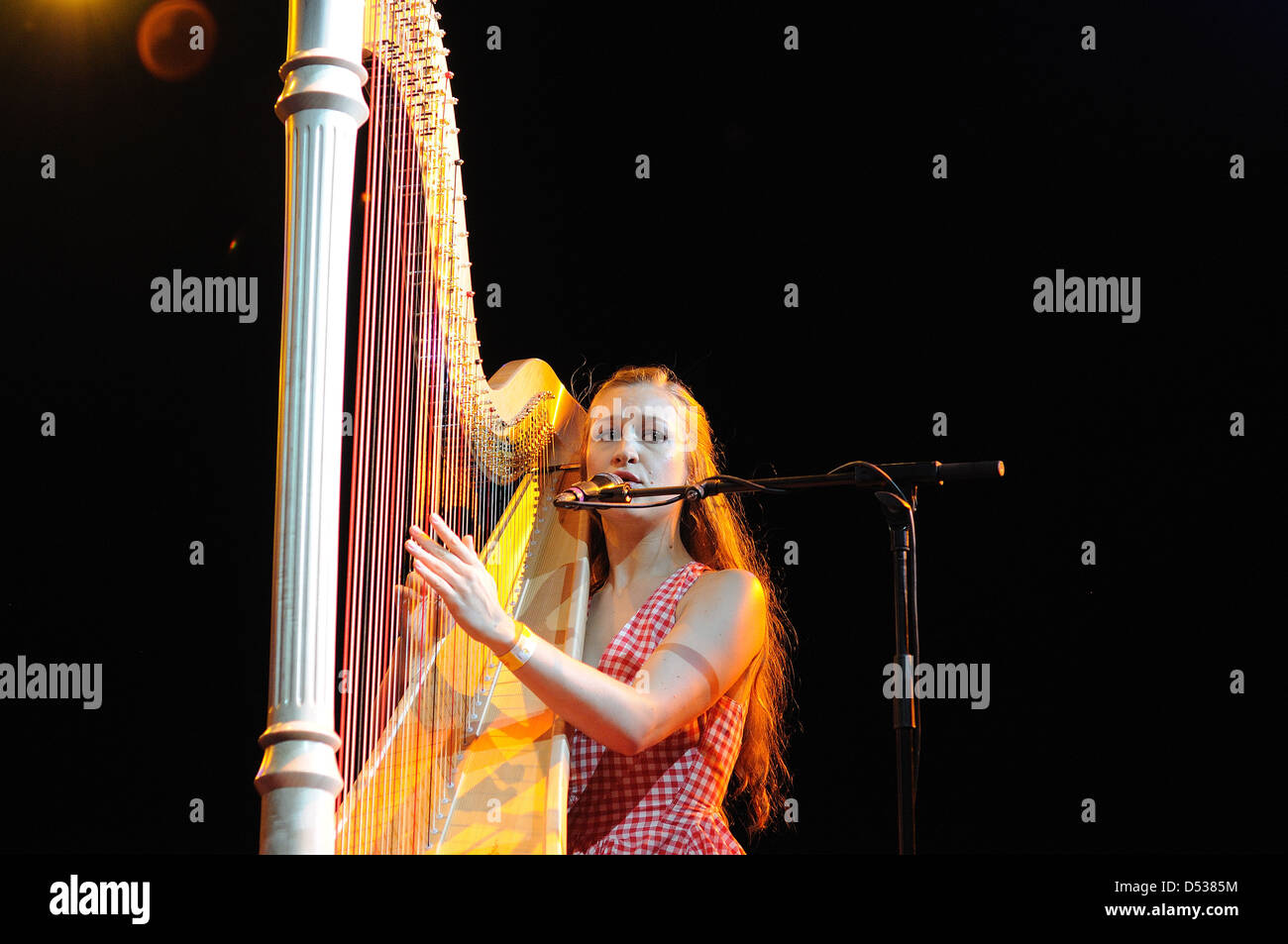 BARCELONA, SPAIN - JULY 28: Joanna Newsom band performs at Poble Espanyol on July 28, 2011 in Barcelona. Stock Photo