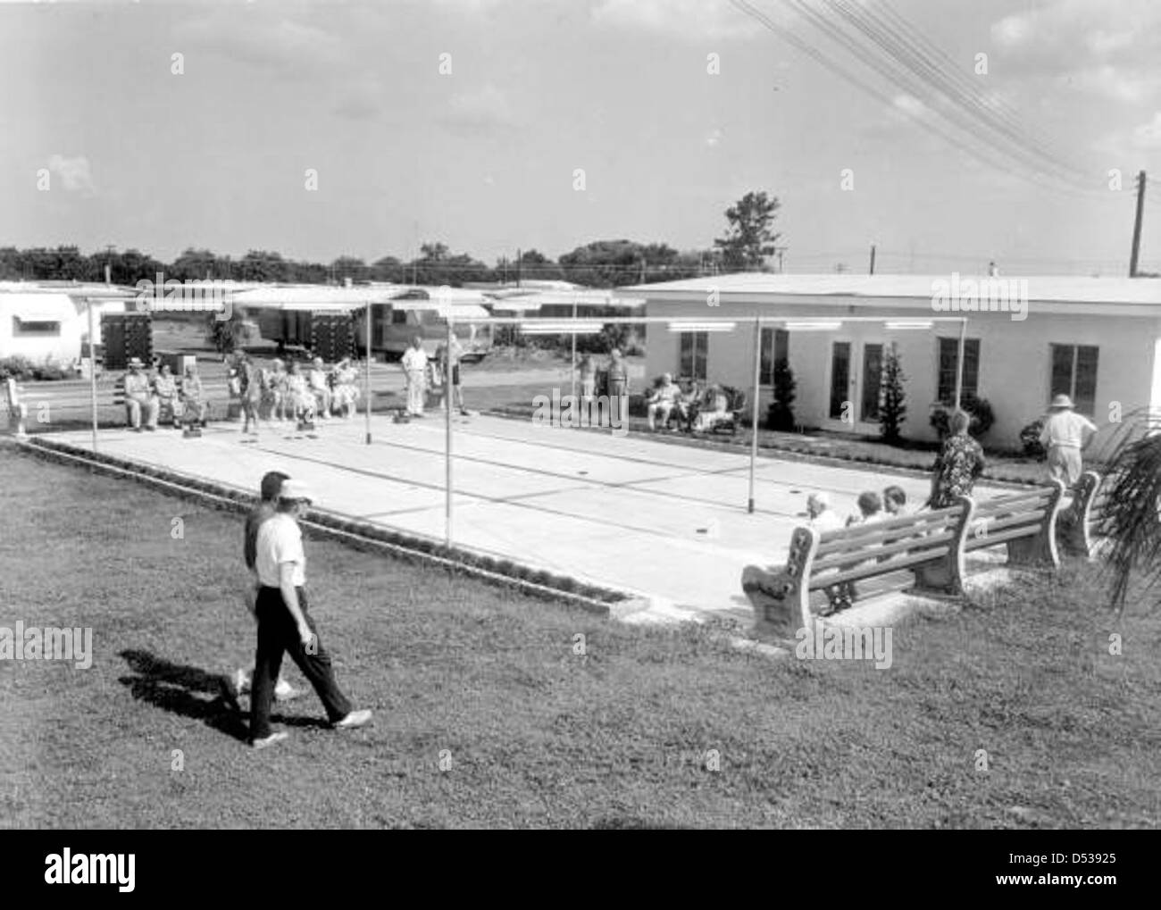 View of the shuffleboard court at the trailer park: Clearwater, Florida Stock Photo