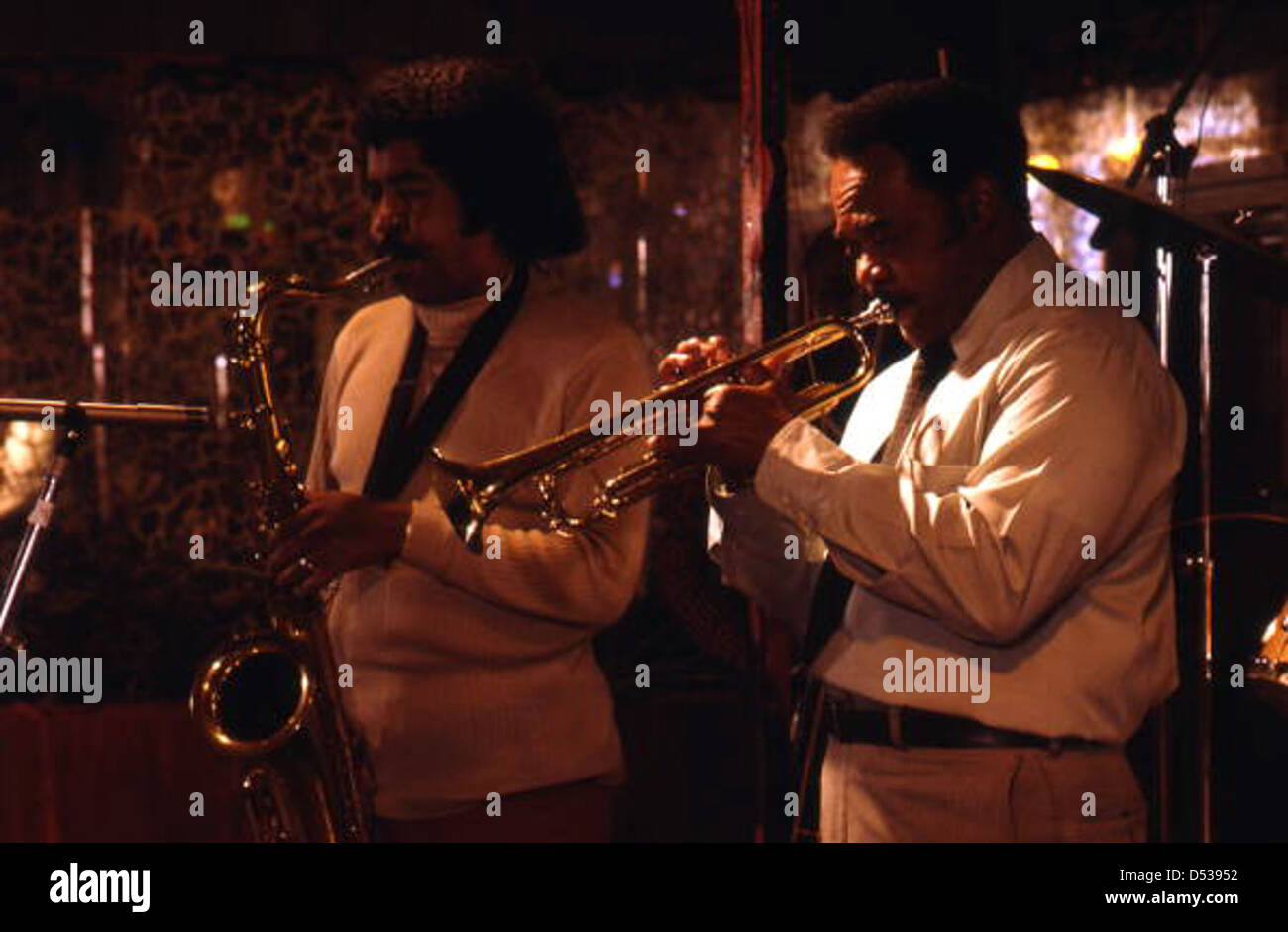 John Boller playing sax and James Franklin Davis playing trumpet: Club Royal, Pensacola, Florida Stock Photo
