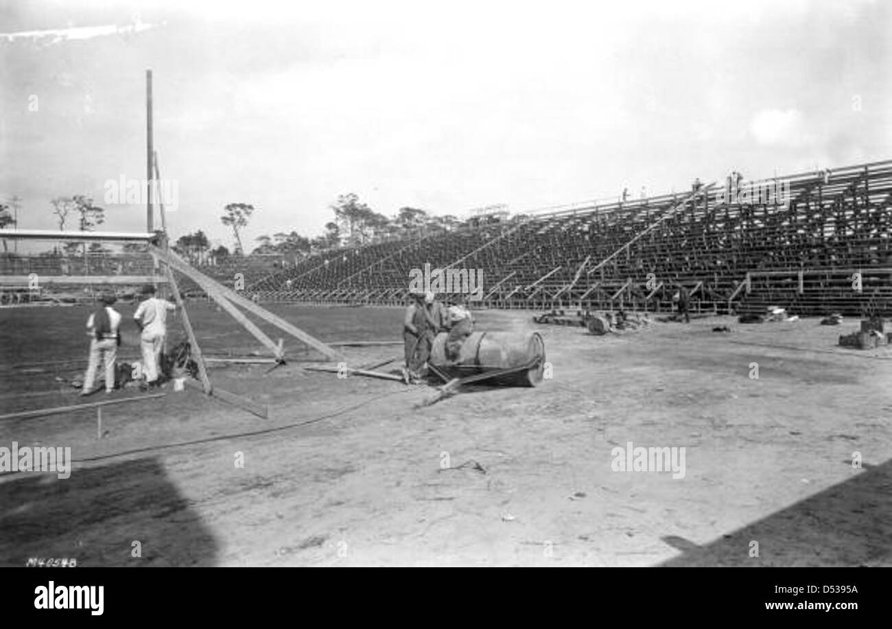 Football stadium during construction at University of Miami: Coral Gables, Florida Stock Photo