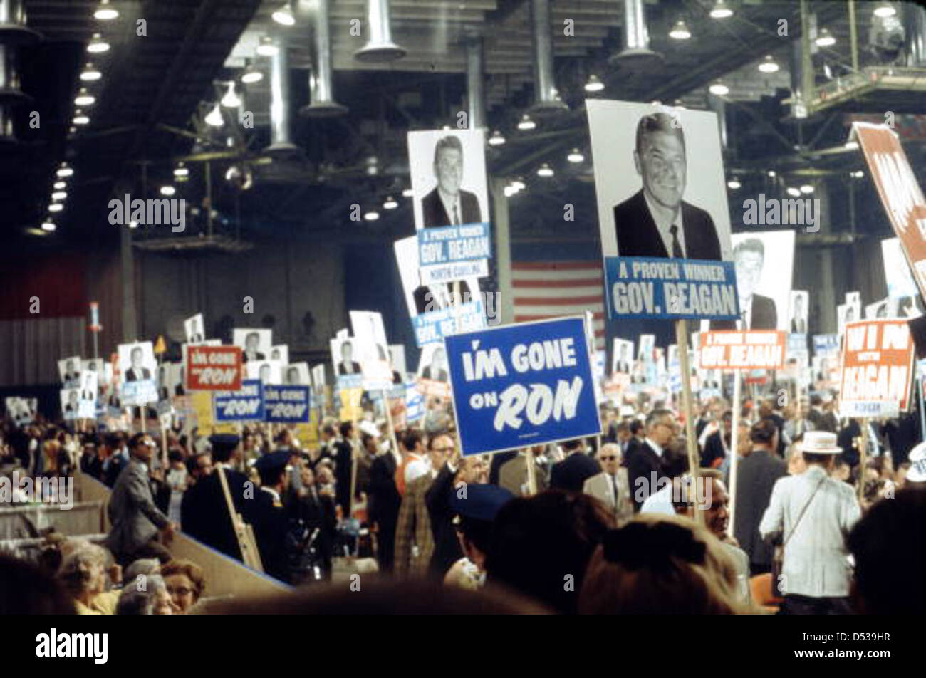 Supporters of California Governor Ronald Reagan at the 1968 Republican National Convention: Miami Beach, Florida Stock Photo