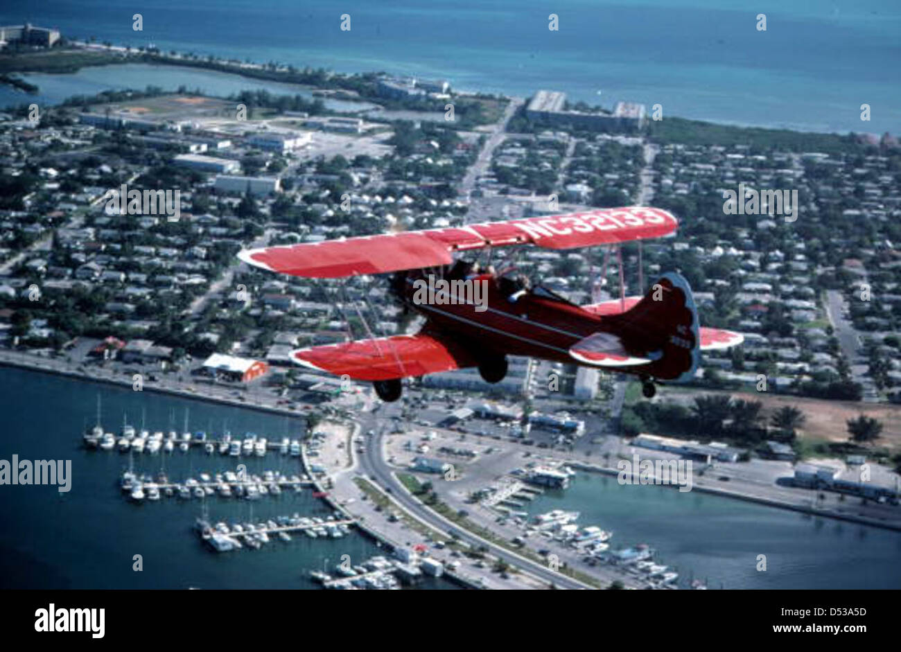 Freddy Cabanas in his Waco biplane over Key West Stock Photo Alamy