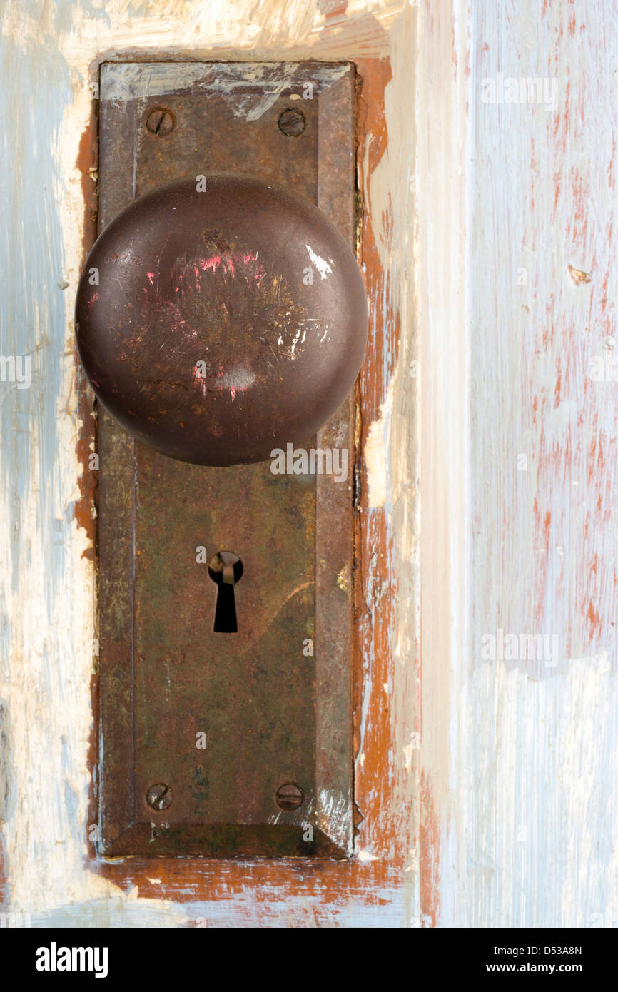 Beautiful Old Distressed Antique Door Knob Lock Keyhole Assembly