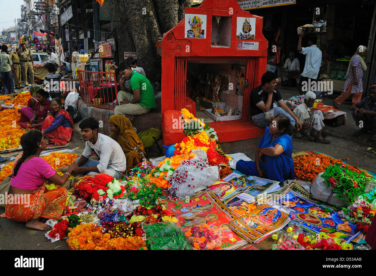 A day before Diwali festival at crowded market in Old Delhi Stock Photo