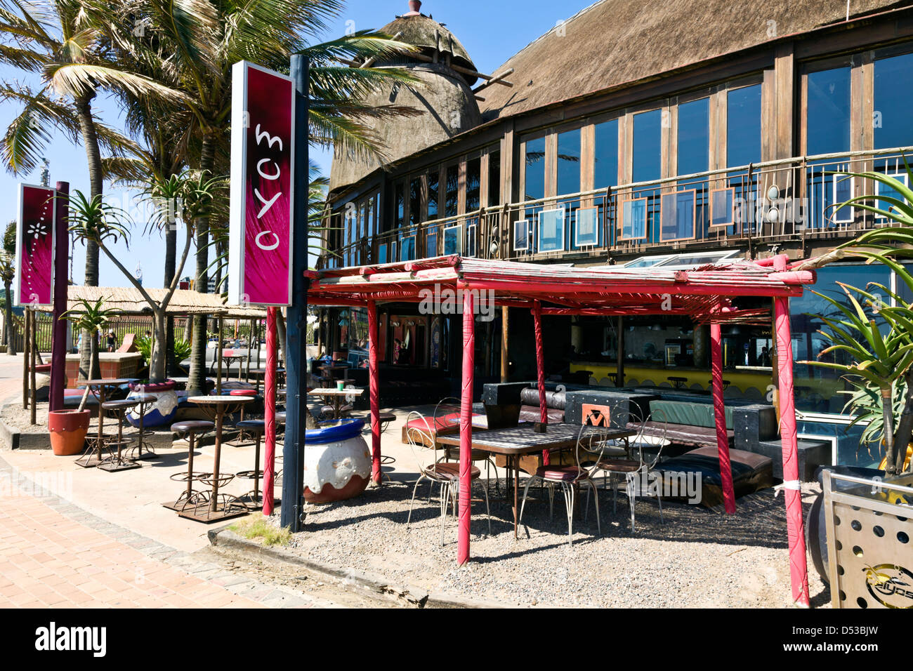 Durban, South Africa. Moyo a restaurant near uShaka Marine World along the promenade in Durban, South Africa. Stock Photo