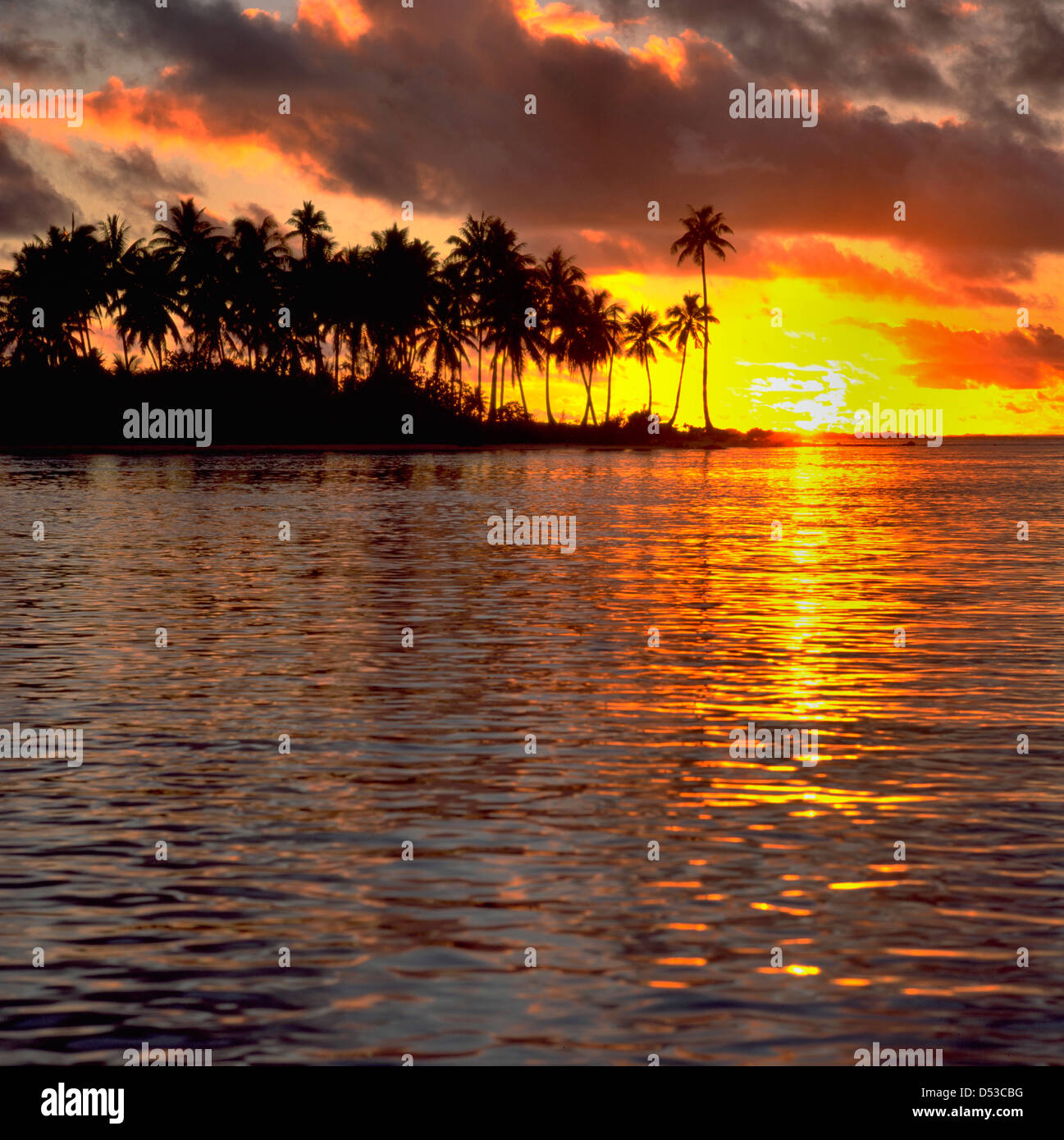 Sunset Over Motu On Bora Bora French Polynesia Stock Photo Alamy
