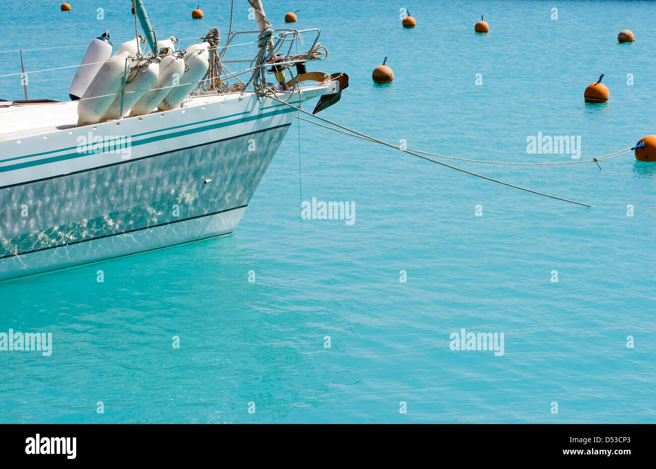 Yacht anchored in the beautiful blue waters of the Red Sea in Egypt ...