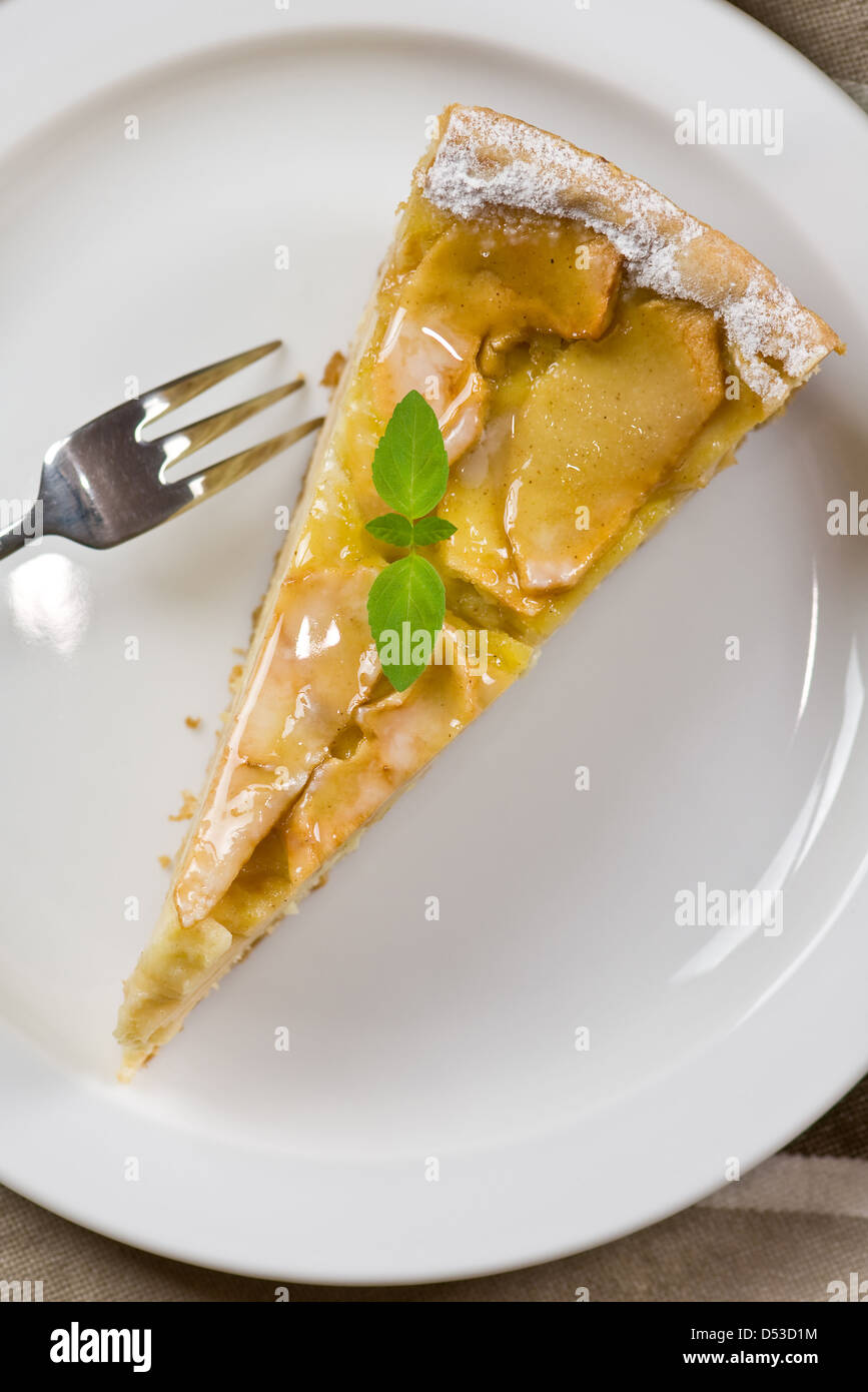 apple pie with mint twig Stock Photo