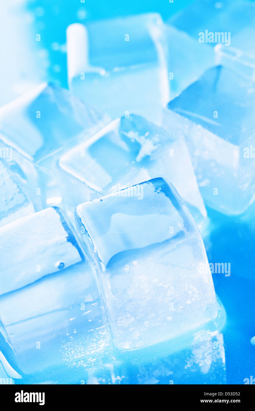 freshness blue ice cube closeup Stock Photo