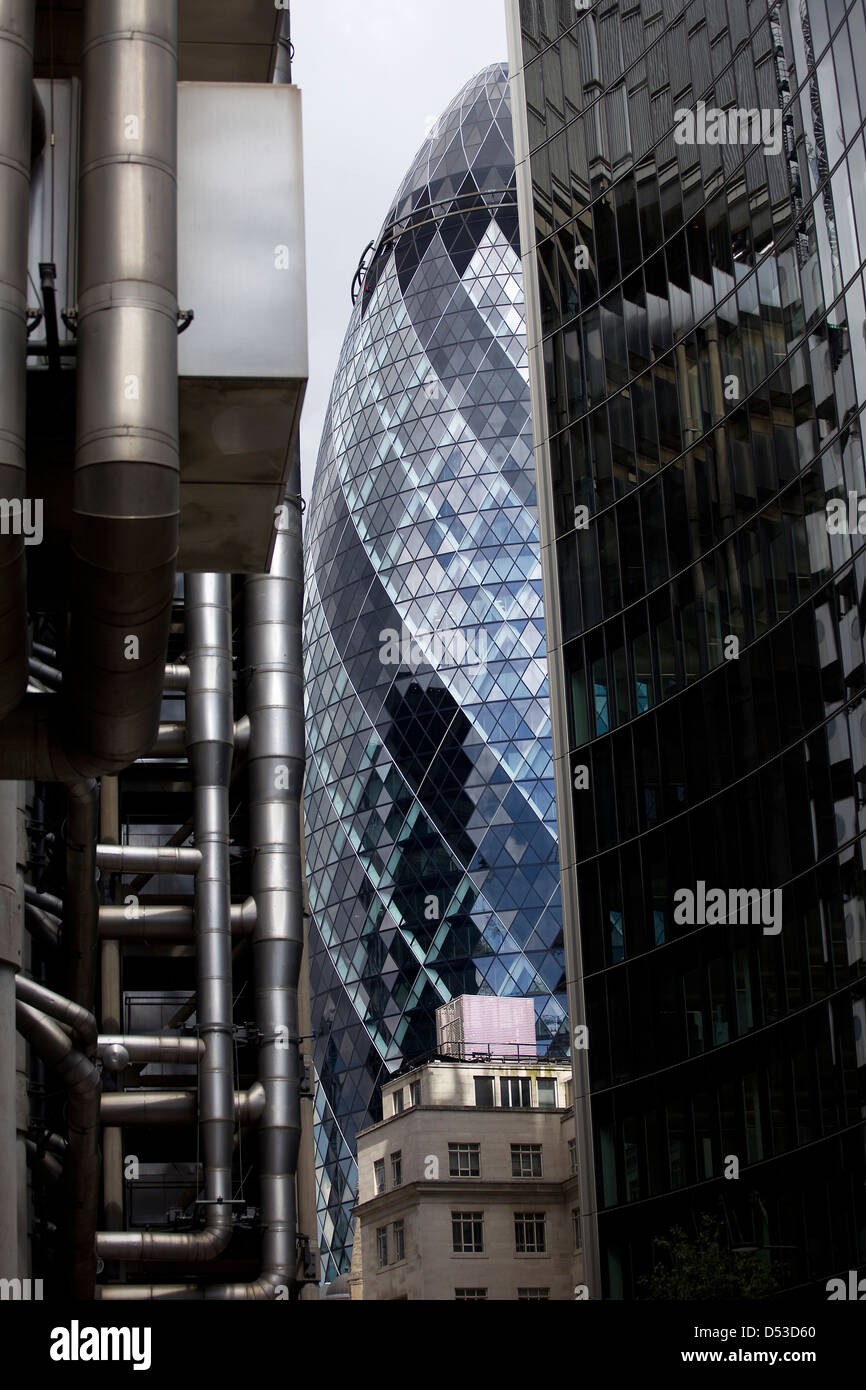 The Gherkin in the City of London Stock Photo