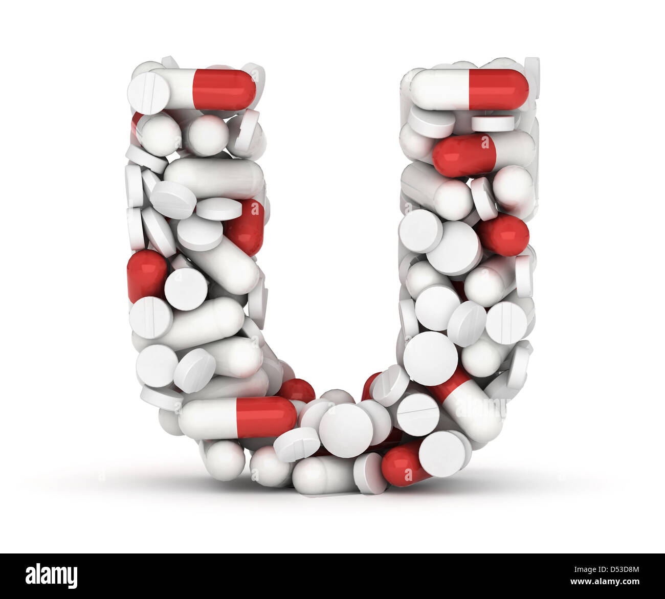 Letter U, alphabet of medicine pills Stock Photo