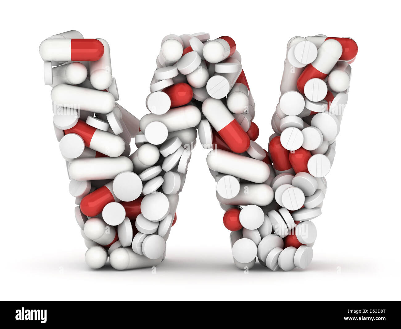 Letter W, alphabet of medicine pills Stock Photo