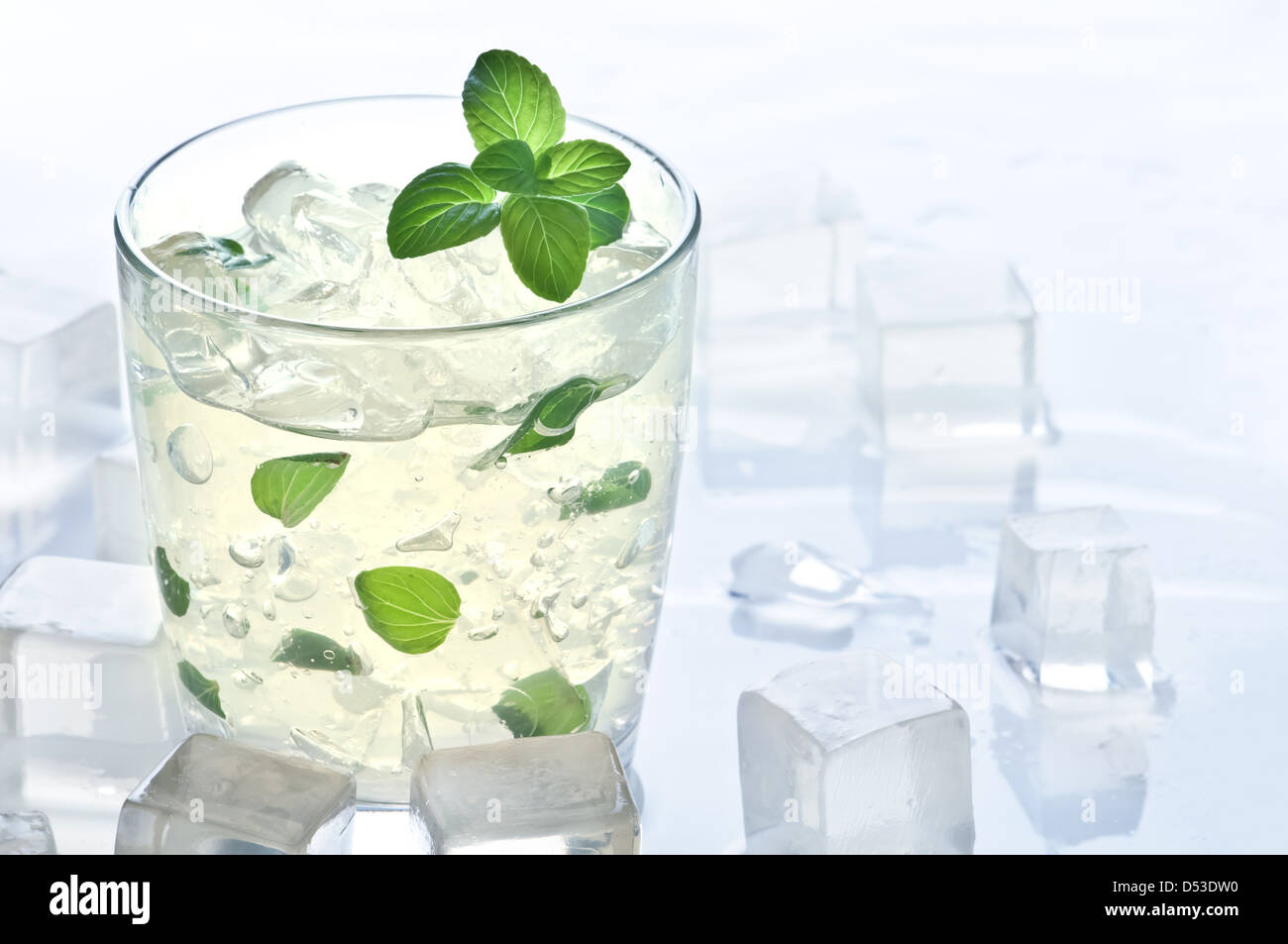 mint and ice drink closeup Stock Photo