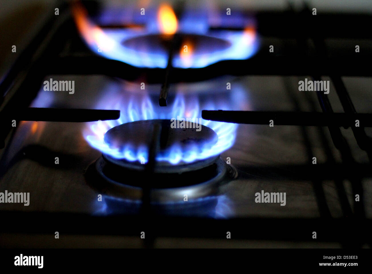 Gas hob flames Stock Photo Alamy