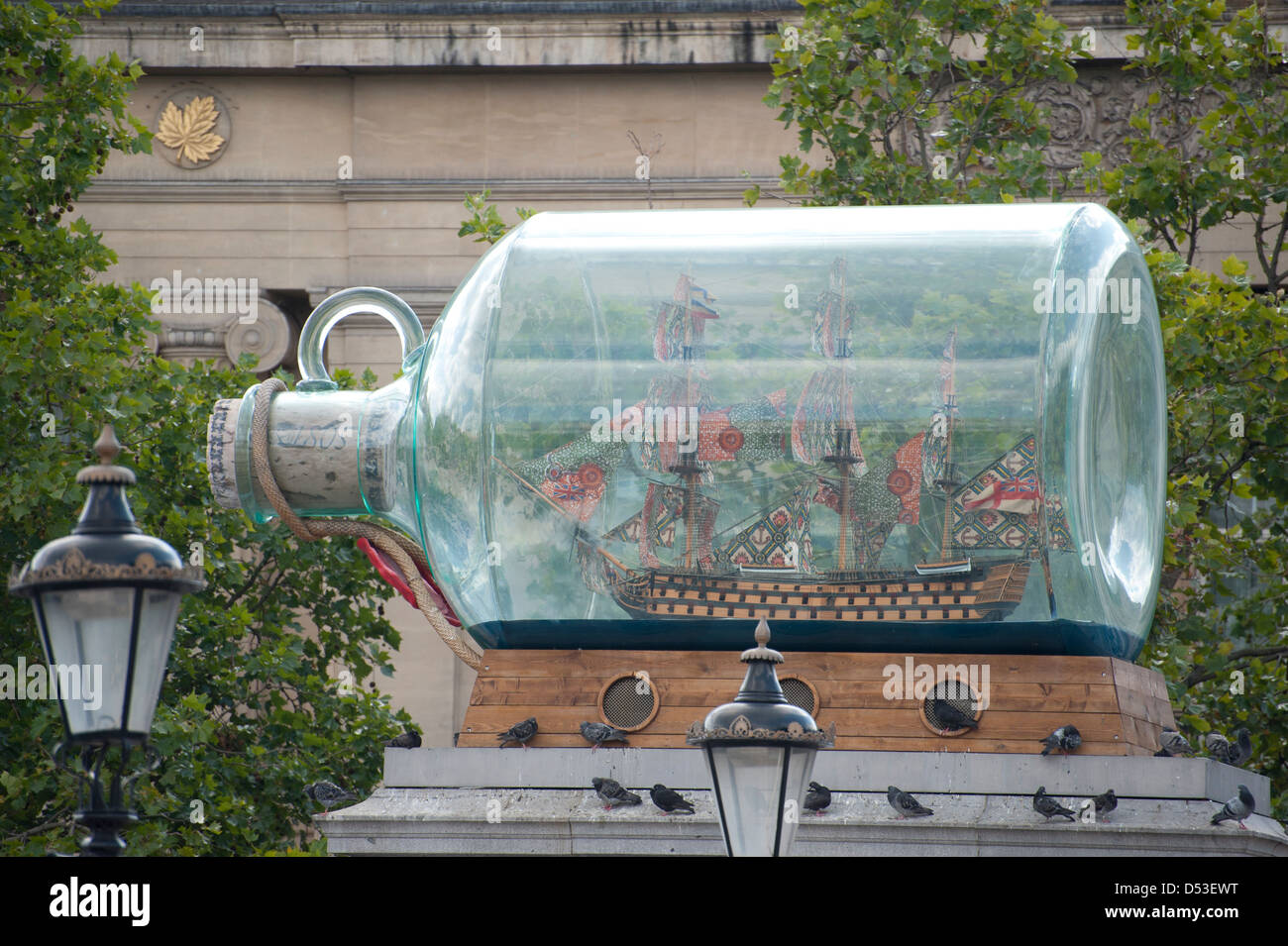 Yinka Shonibare's Ship In A Bottle on the Fourth Plinth, Trafalgar Square, London. Stock Photo