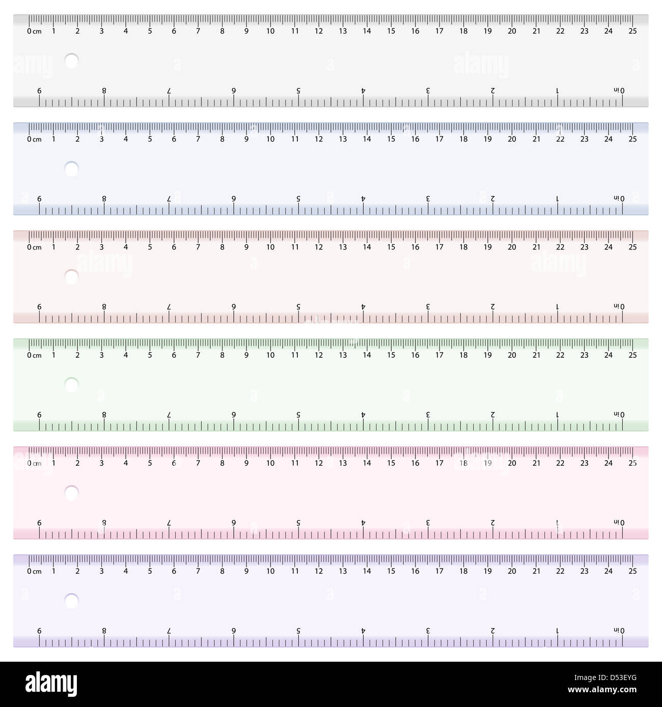 Six color rulers on white background. Vector illustration Stock Photo ...
