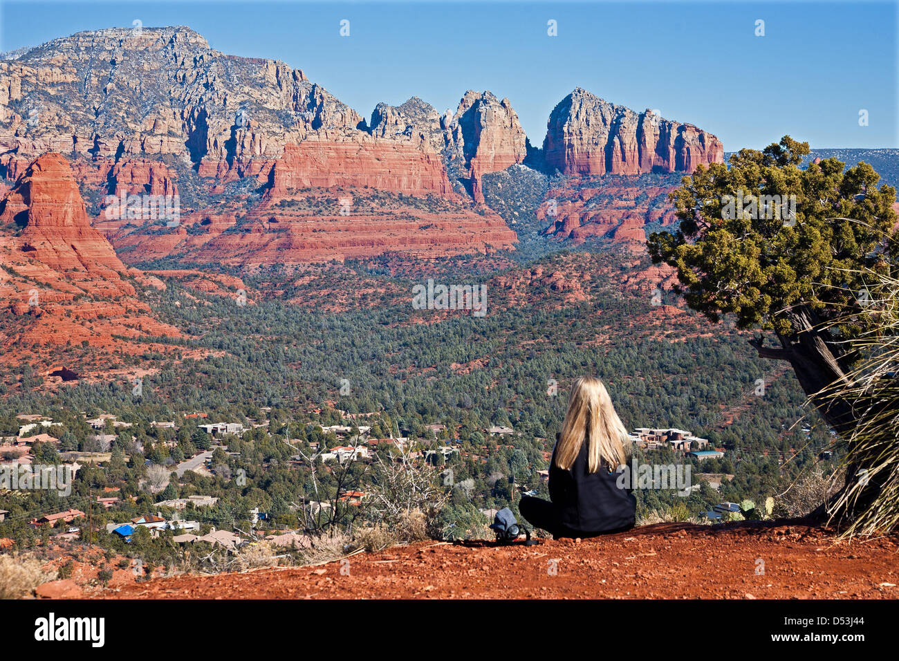 Meditation at a vortex in Sedona, Arizona Stock Photo Alamy