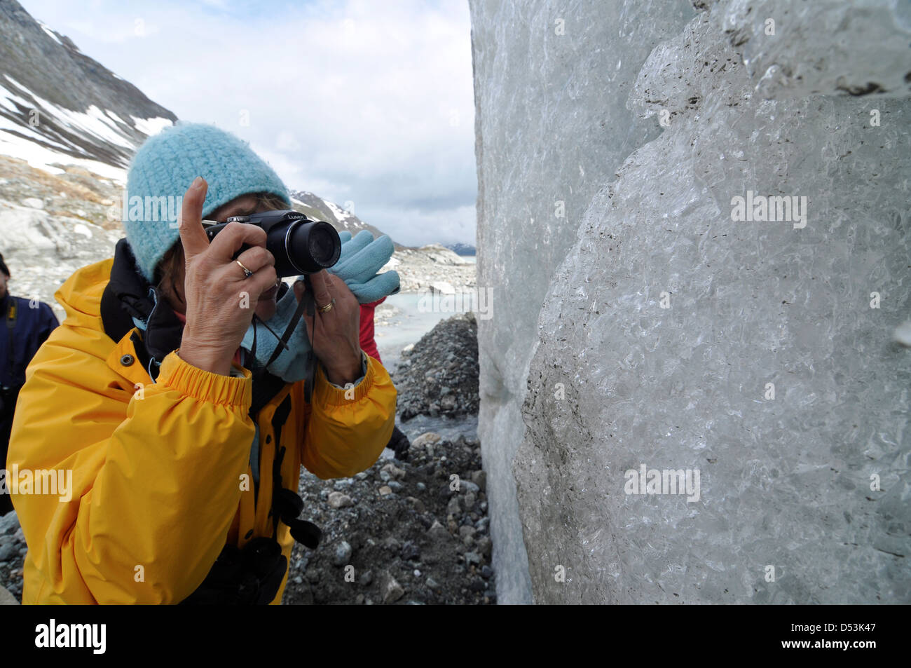 Photographing the Reid Glacier up close, Glacier Bay National Park, Alaska. Stock Photo