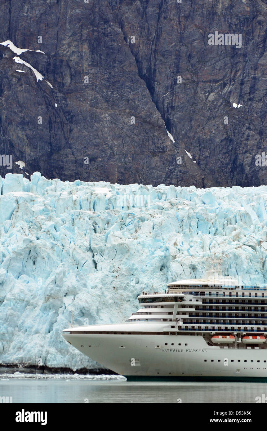 Cruise ship in Tarr Inlet, Glacier Bay National Park, Alaska. Stock Photo