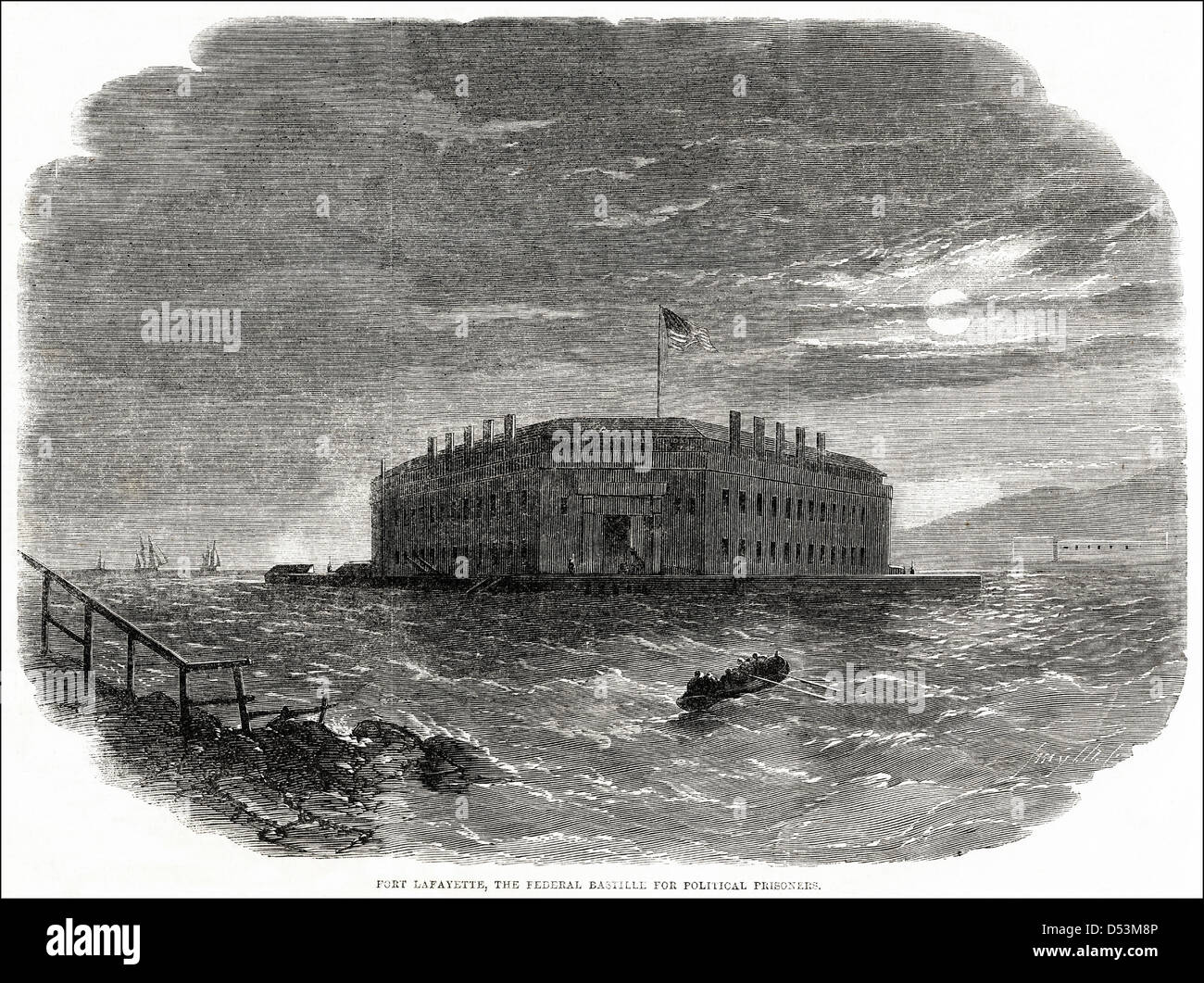 American Civil War 1861 - 1865 Fort Lafayette prison New York circa 1862. Stock Photo
