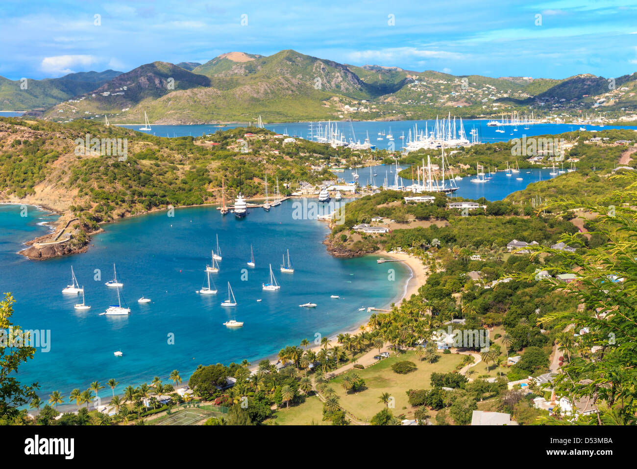 Antigua Bay, view from Shirely Heights, Antigua, West Indies, Caribbean Stock Photo