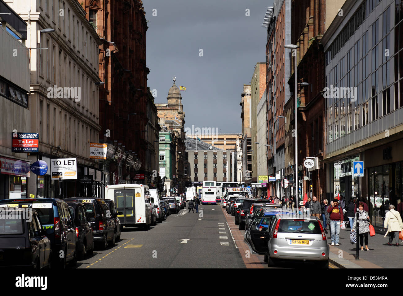 View North along Queen Street in Glasgow city centre, Scotland, UK, Europe Stock Photo