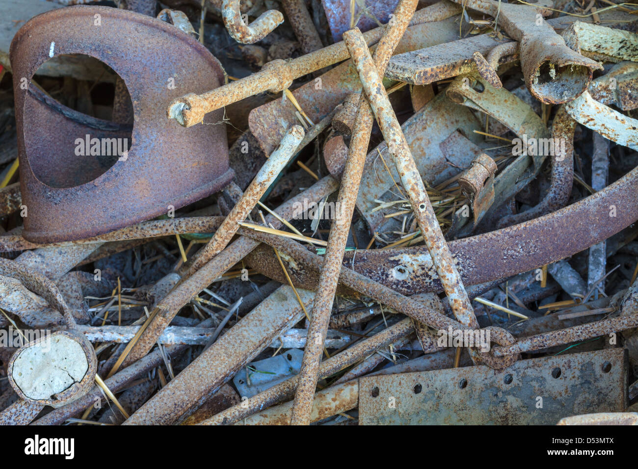 Scrap metal close up in scrap yard Stock Photo