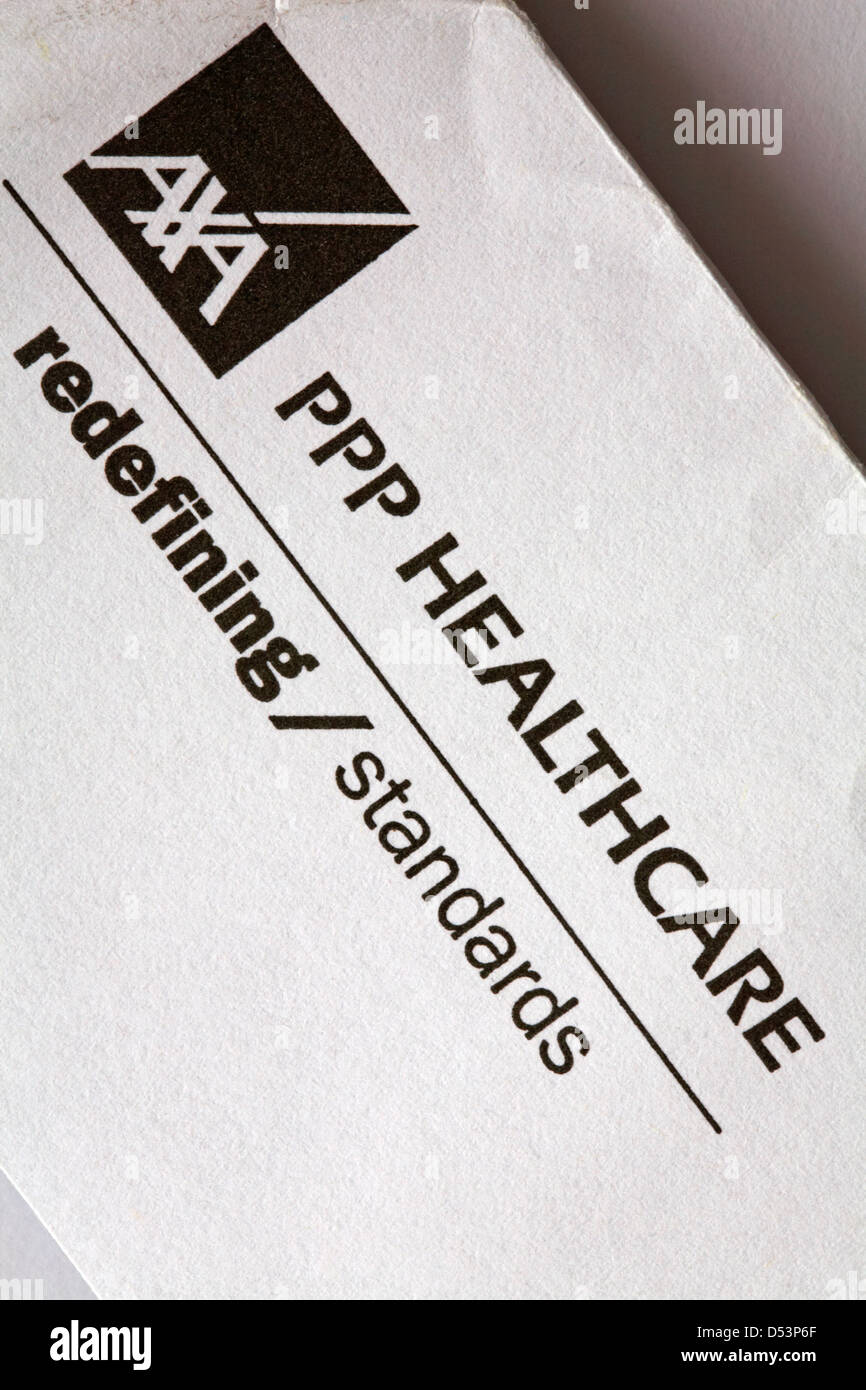 AXA PPP Healthcare redefining standards details on envelope Stock Photo