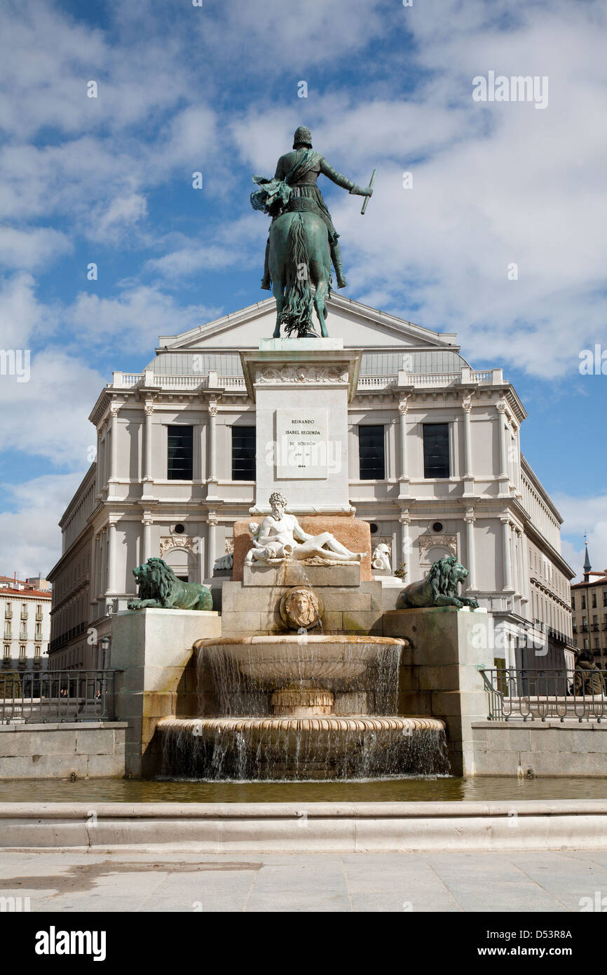 Madrid - Philip IV of Spain memorial and Opera Stock Photo