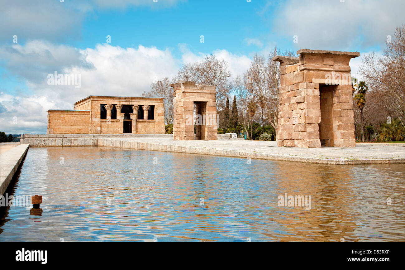 Madrid - The Debod Temple. Authentic Egyptian temple dating from the 2nd Century BC and dedicated to the gods Amon and Isis. Stock Photo