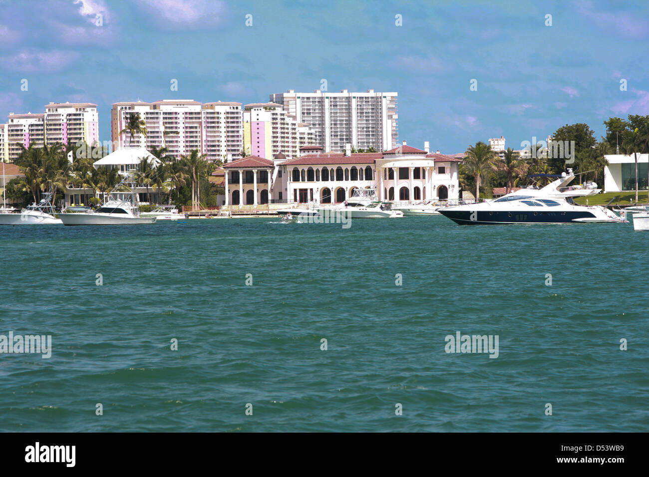 water front house in Key Biscayne Florida Stock Photo