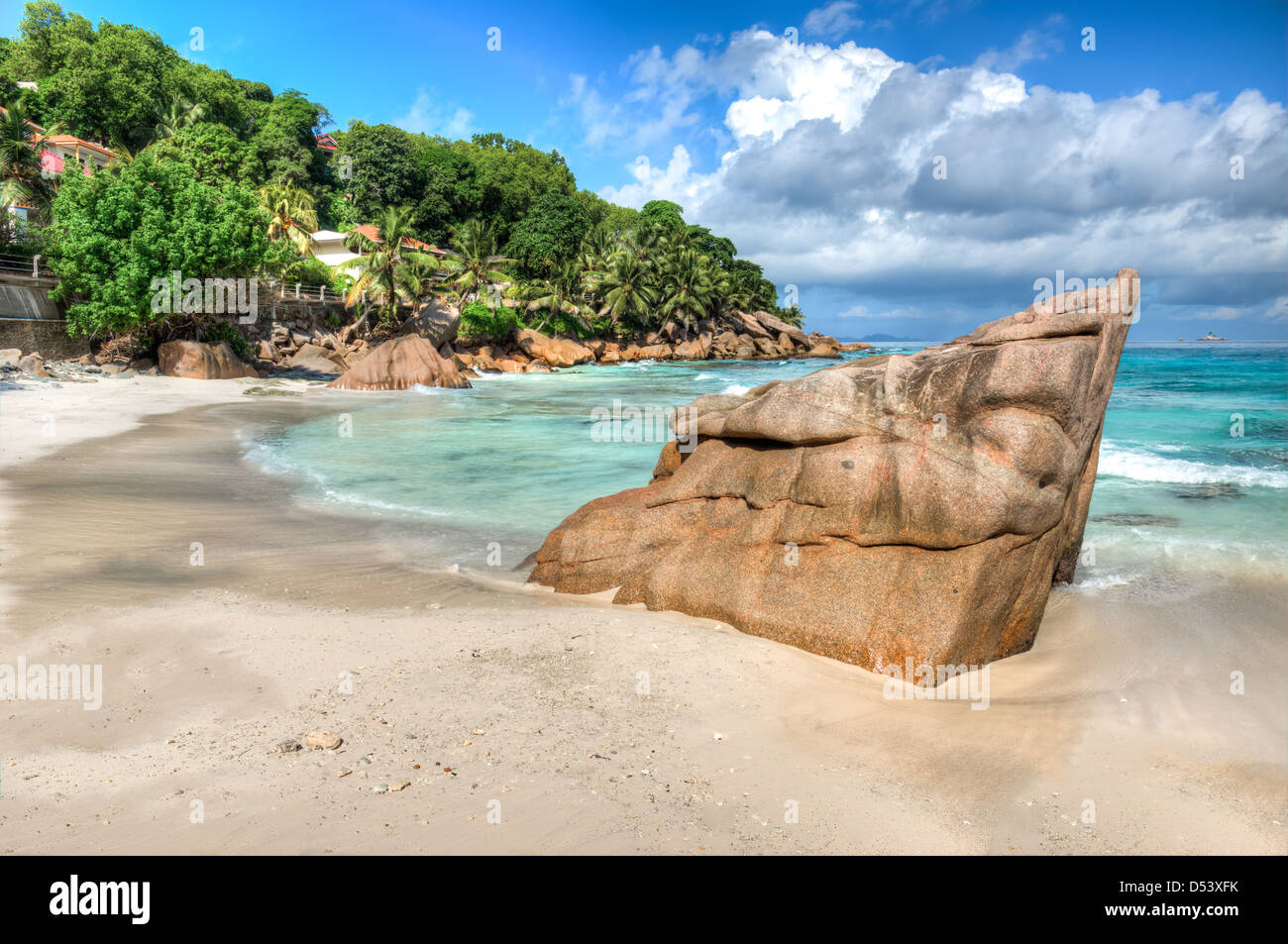 Anse Patates beach, Anse Gaulettes beach, La Digue island, Seychelles