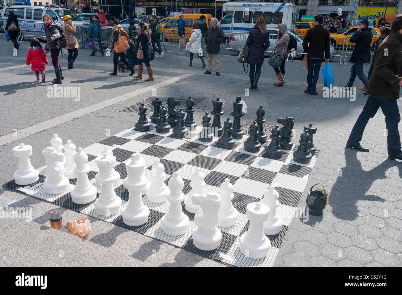 Chess game in Union Square Park in New York City played with life size  pieces Stock Photo - Alamy