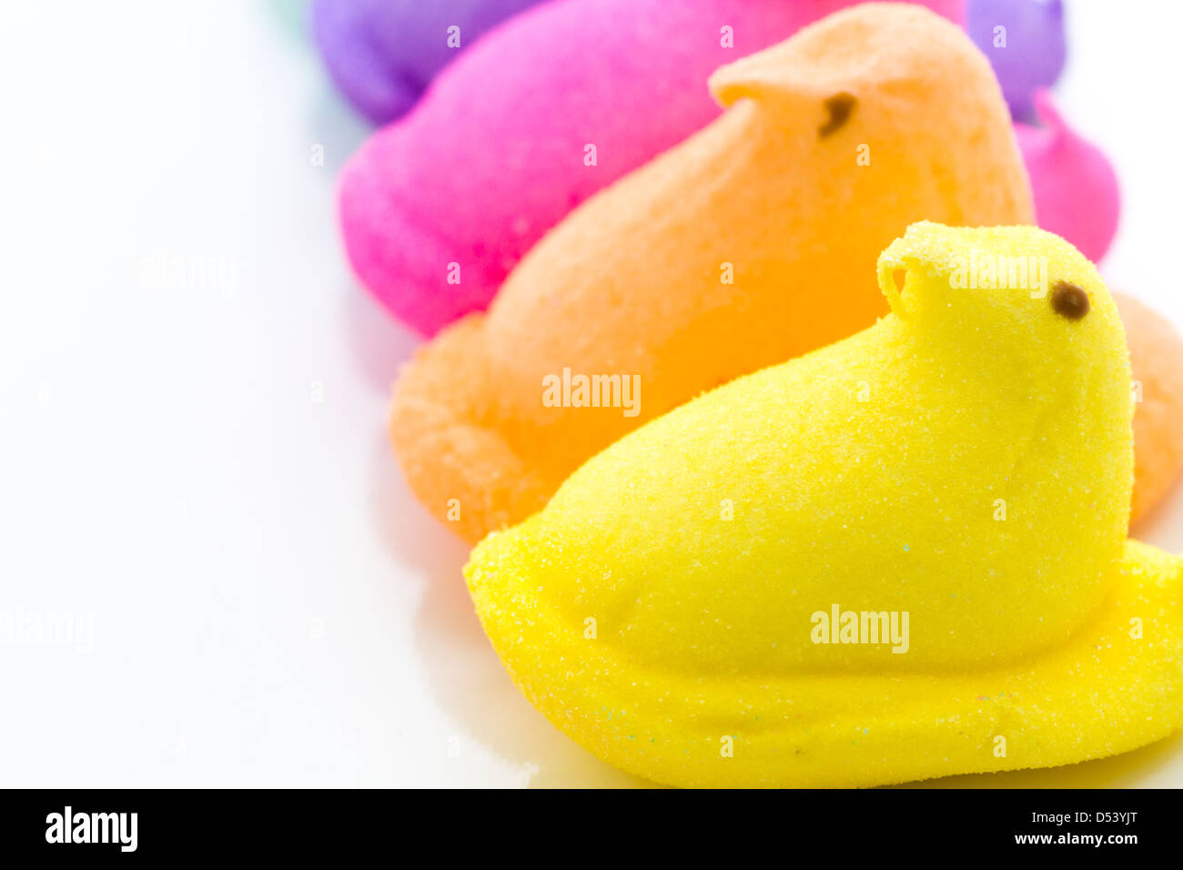 Rainbow color marshmallow peeps and jelly beans Stock Photo Alamy