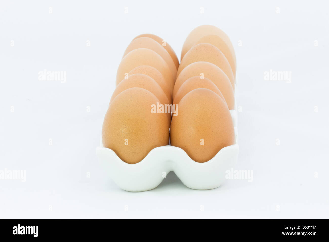 Fresh eggs in Ceramic Containers Stock Photo Alamy