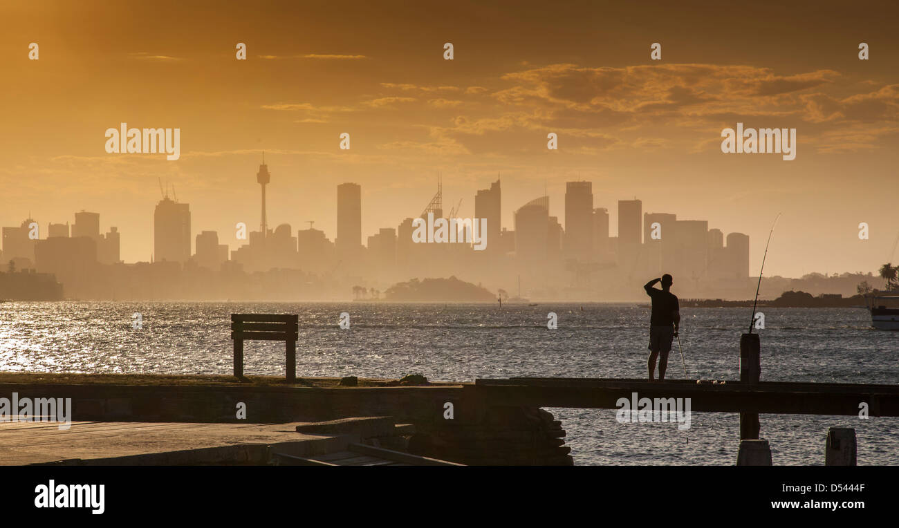 Sydney skyline at sunset, New South Wales, Australia Stock Photo