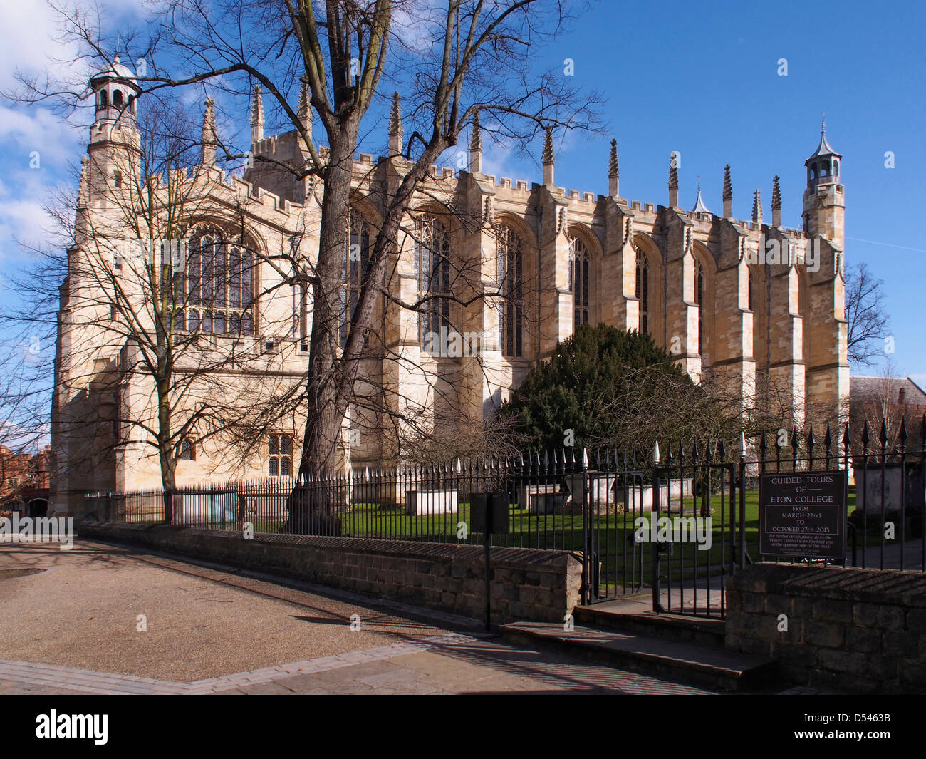 Eaton college chapel side view and surrounding buildings and grounds. Stock Photo