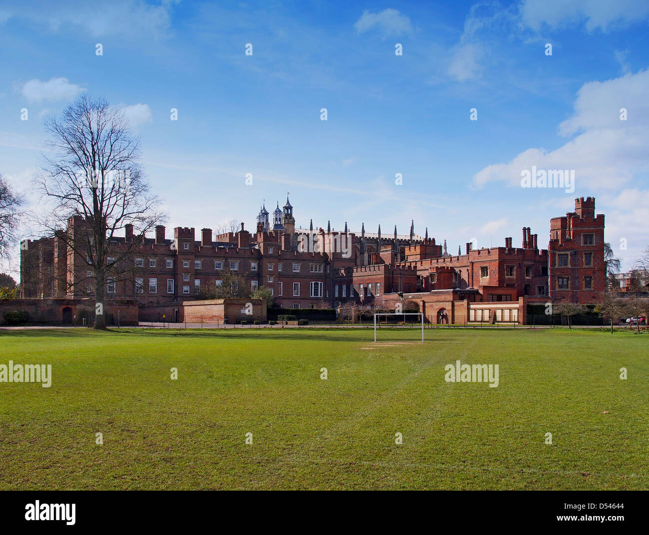 Historical buildings of Eton College viewed across playing fields Stock Photo